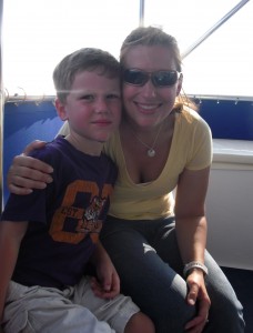 wyatt and mom on boat
